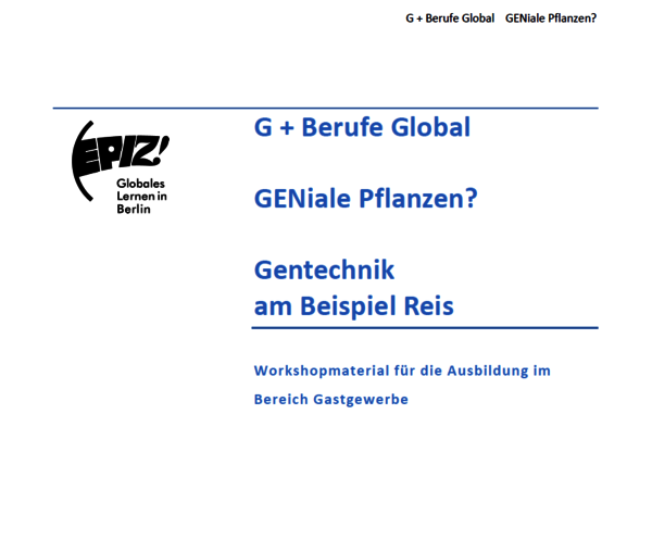 Das Cover von "Berufe Global Geniale Pflanzen" in hellblauer Schrift auf weißem Hintergrund.