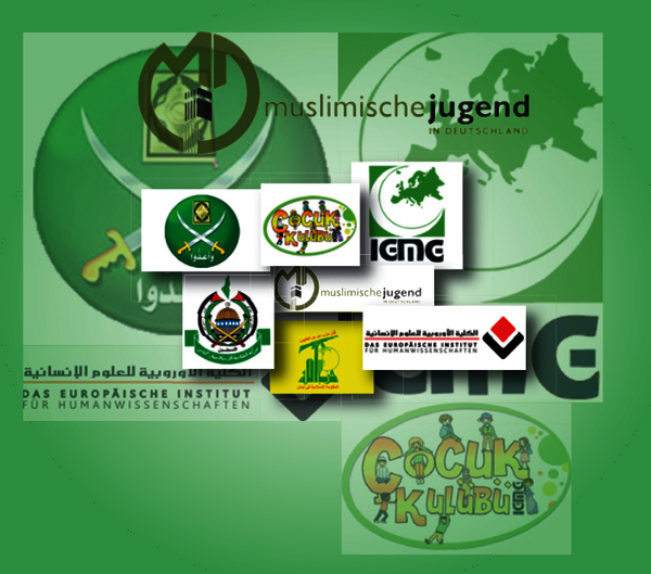 Das Cover von "Was ist Islamismus?" mit verschiedenen Logos von muslimischen Vereinen in Grüntönen.